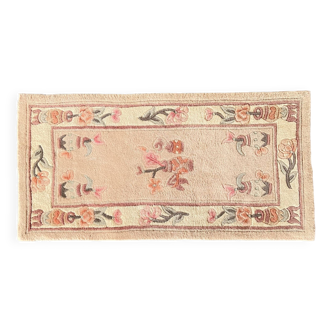 Vintage chinese rug pink beige 118 x 60cm
