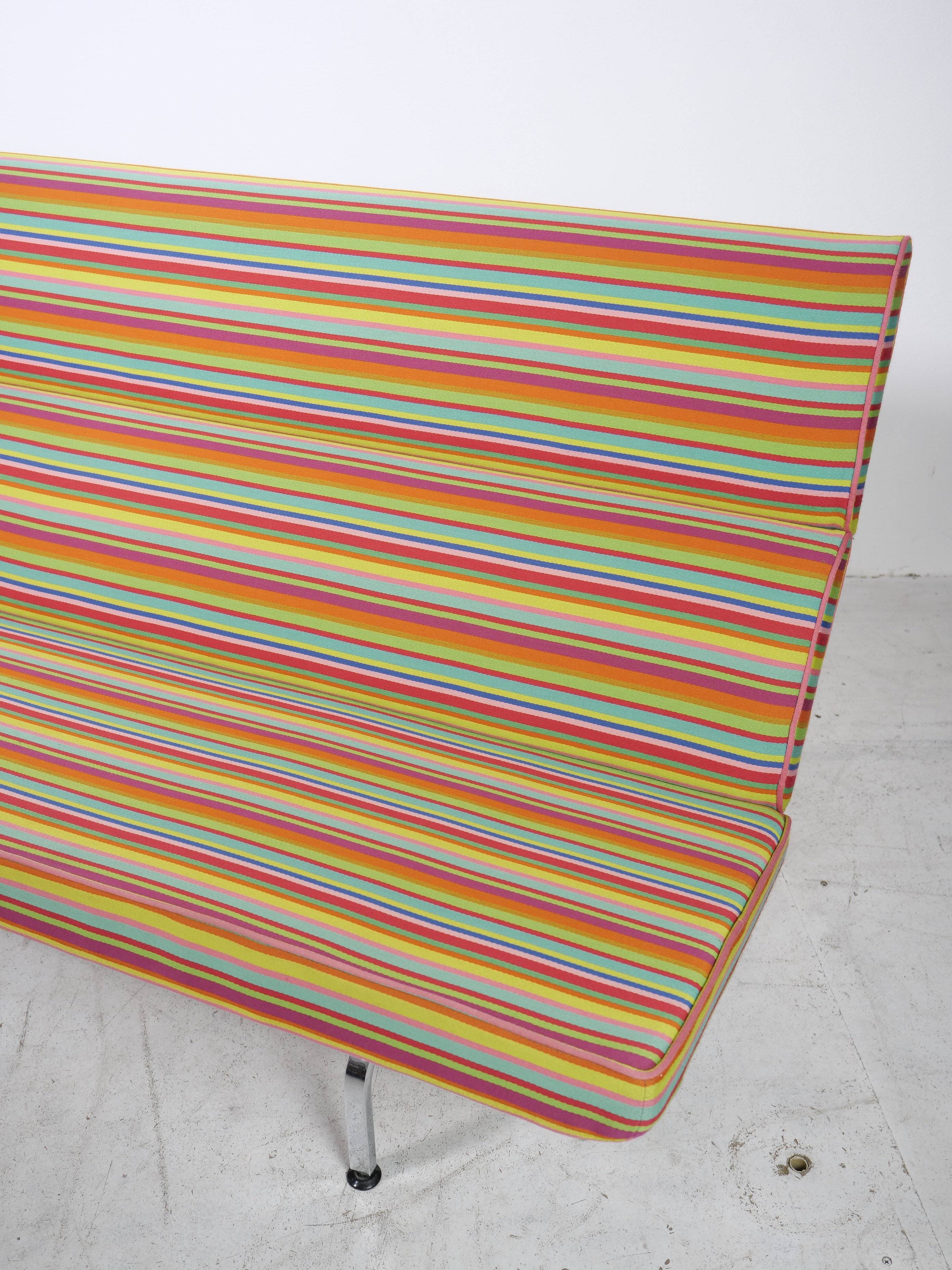Compact sofa Eames Vitra Alexander Girard Miller stripe fabric