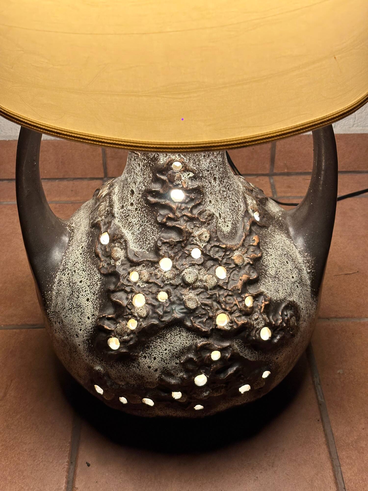 Large Brown Fat Lava Ceramic Floor Lamp by Richard Essig, 1960s, Germany