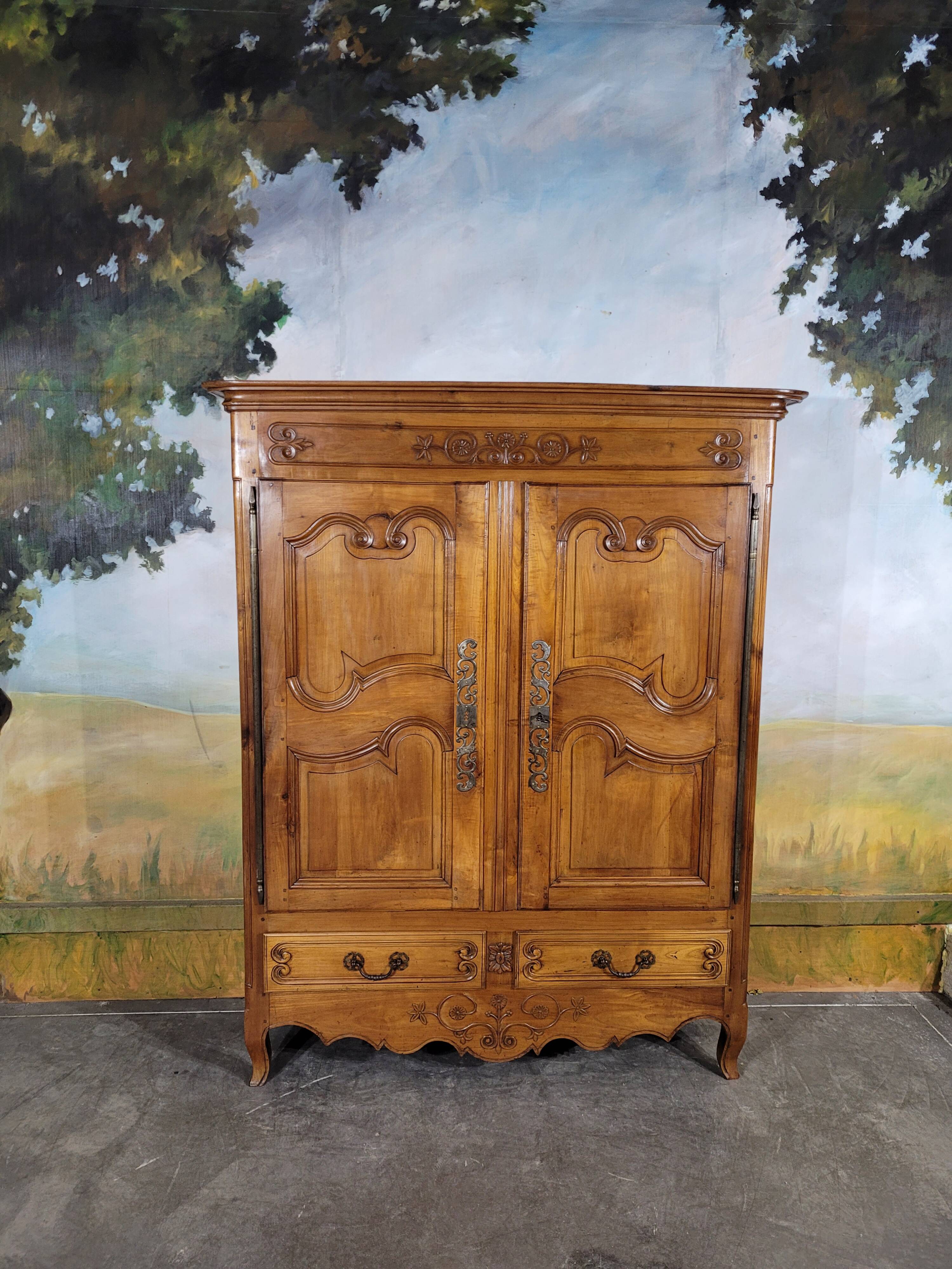 Small Louis XV cherry wood low cabinet