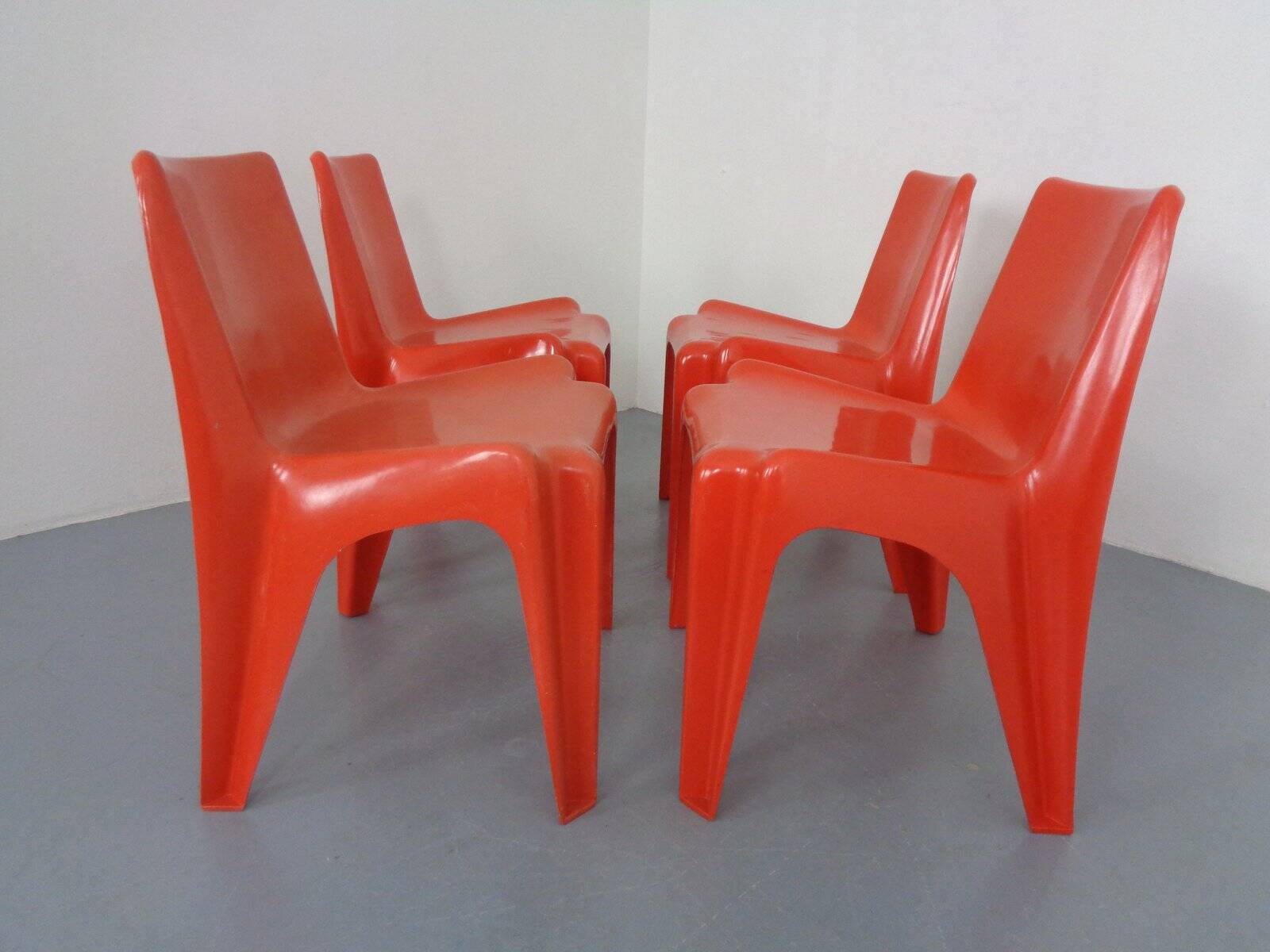 B1171 Fiberglass Stacking Chairs by Helmut Bätzner for Bofinger, 1960s, Set of 4