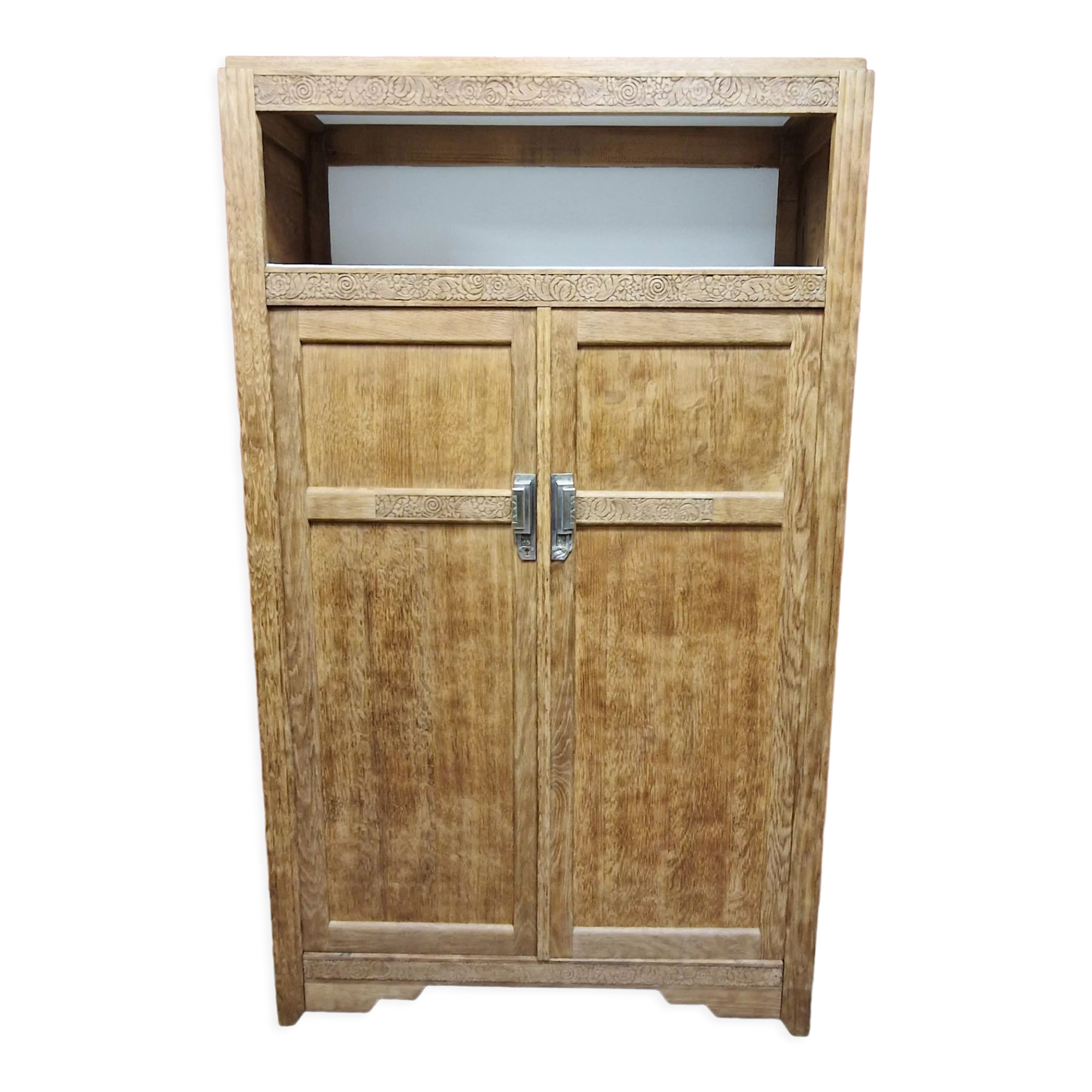 Oak wardrobe 2 doors Art Deco style renovated