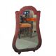 Miroir baroque XVIIIe cadre en velours bordeaux et galon doré, silhouette goutte, petits pieds