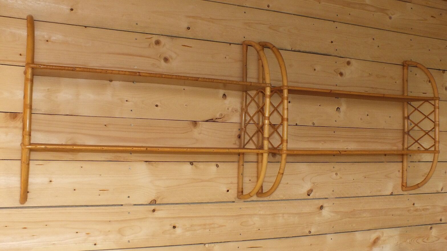 Pair of vintage rattan shelves