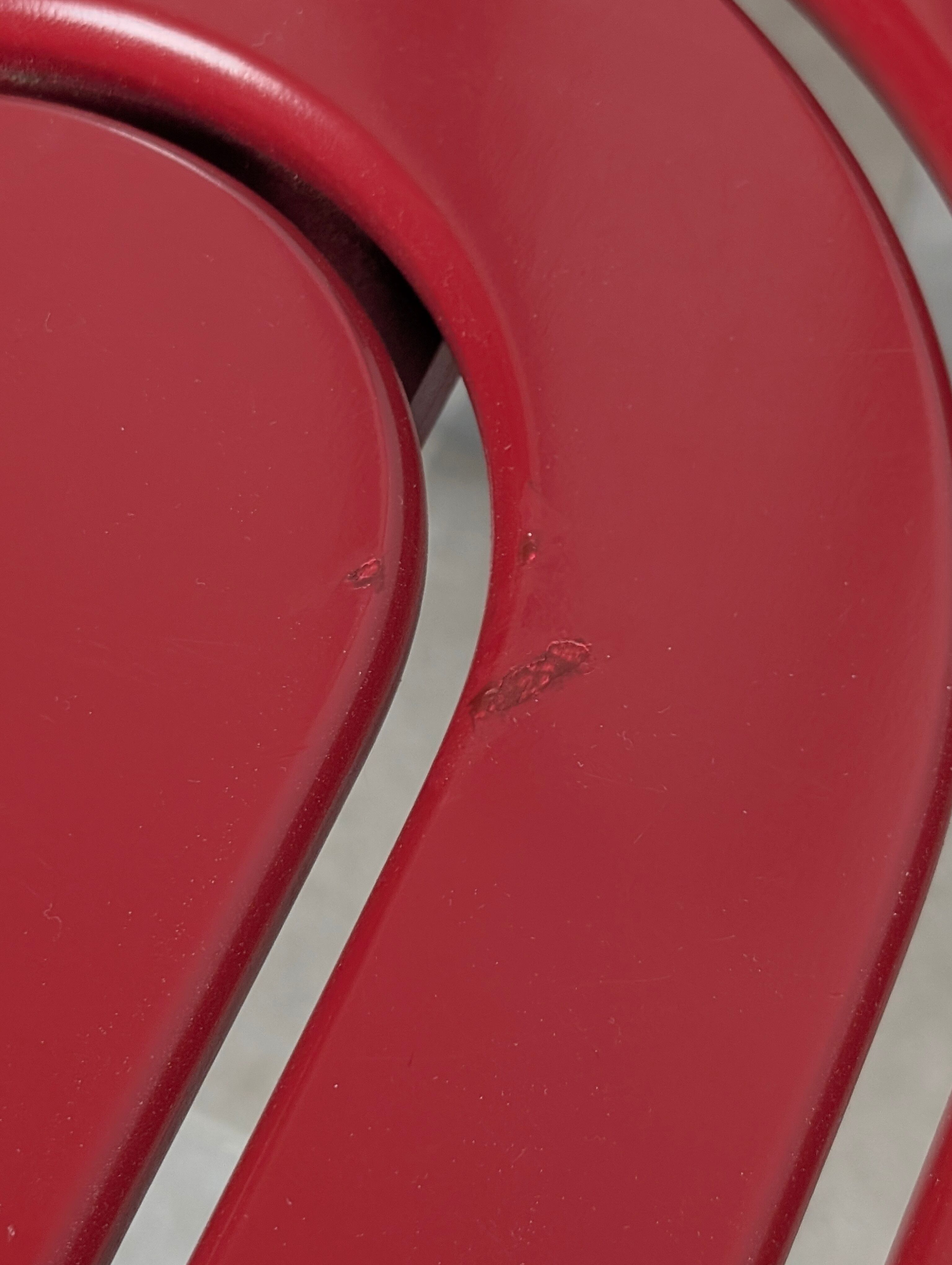 Postmodern chairs in chromed steel and red wood, set of 4, 1980s