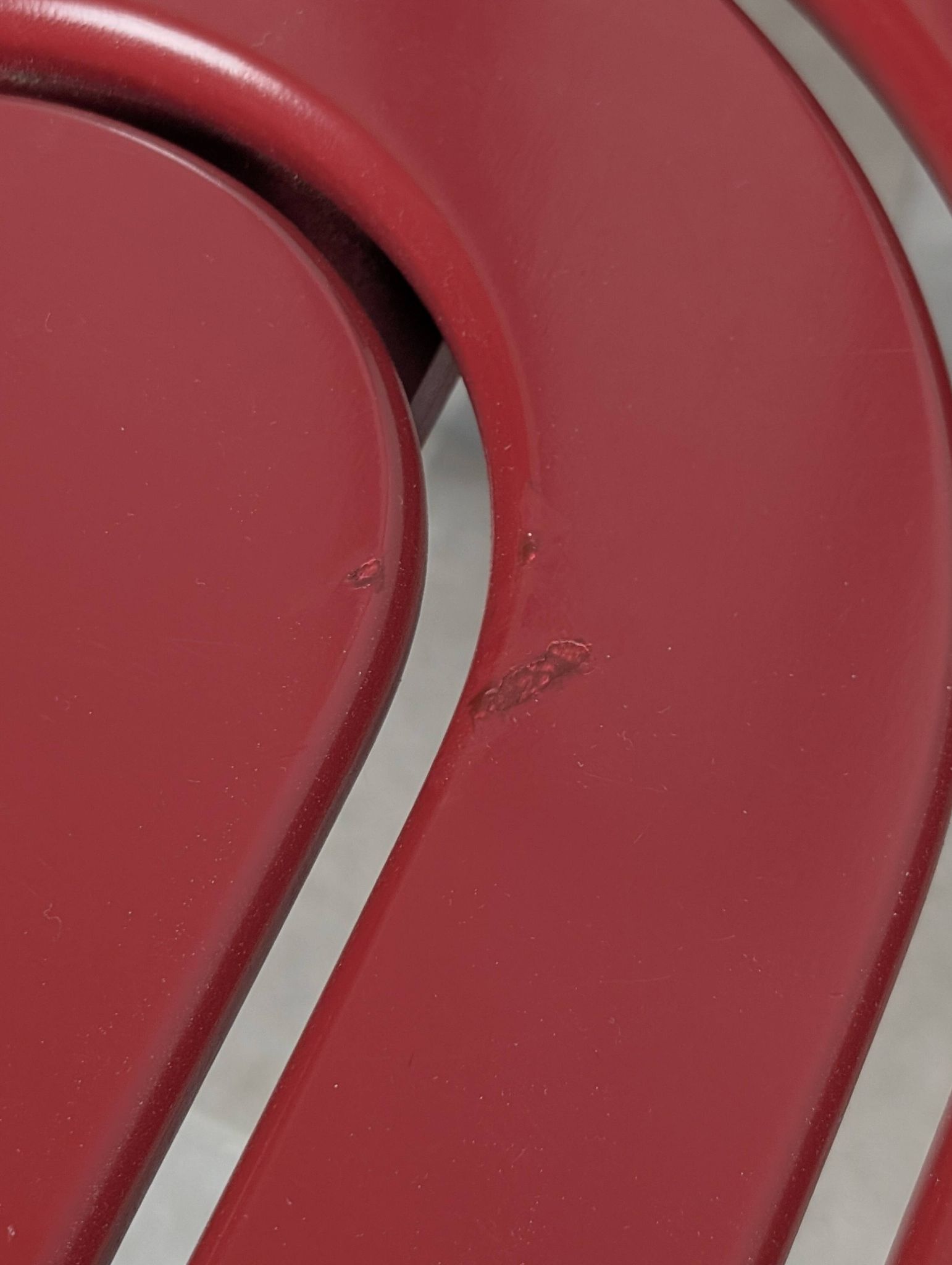 Postmodern chairs in chromed steel and red wood, set of 4, 1980s