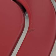 Postmodern chairs in chromed steel and red wood, set of 4, 1980s