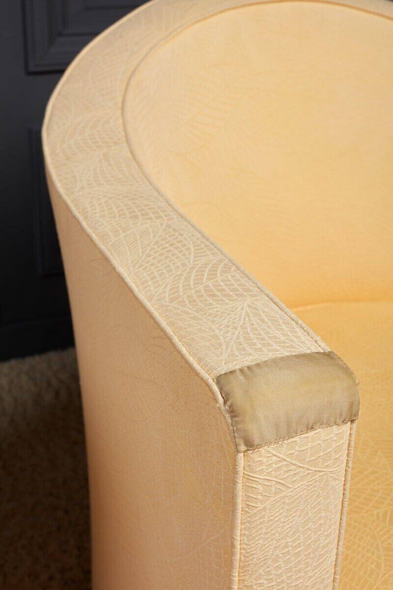 Pair of Art Deco First Time armchairs 1930 cream fabric on wooden structure