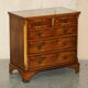 Georgian commode in yew wood with burr and burl grain, medium size.