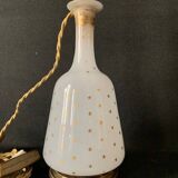 Napoleon III starry opaline lamp and rattan lampshade
