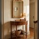 Half-moon console in solid cherry wood