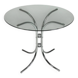 Vintage chrome glass round dining table 70s space age