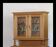 Brown pine kitchen cabinet with floral stained glass, 1920s vintage style.