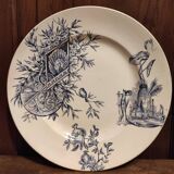 French vintage serving stand plate, R. Lafitte, Terre de Fer, Salins