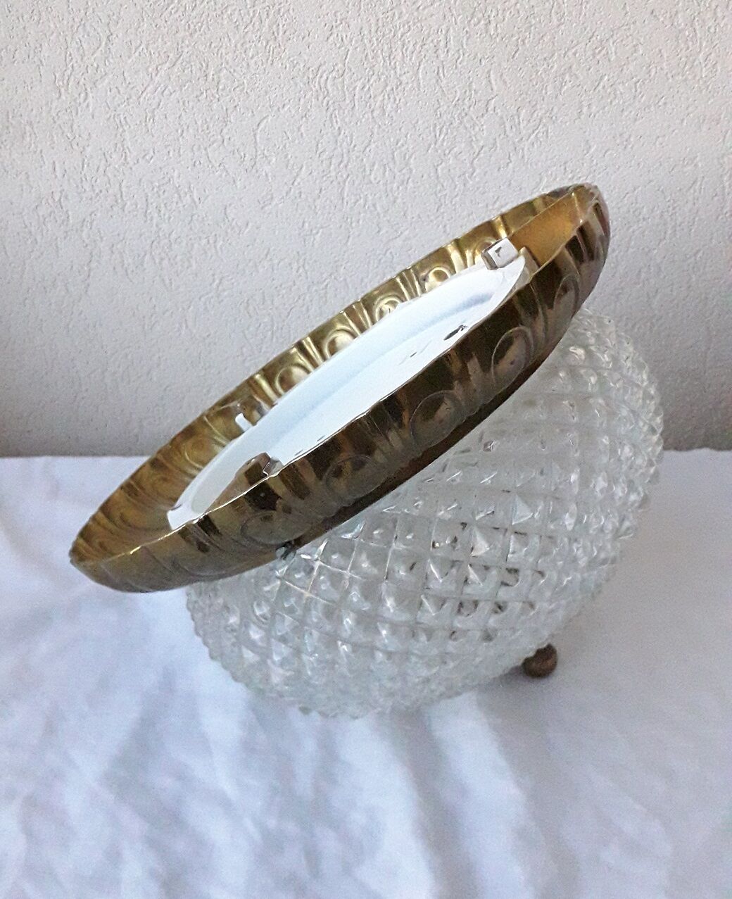 Bronze and glass ceiling lamp