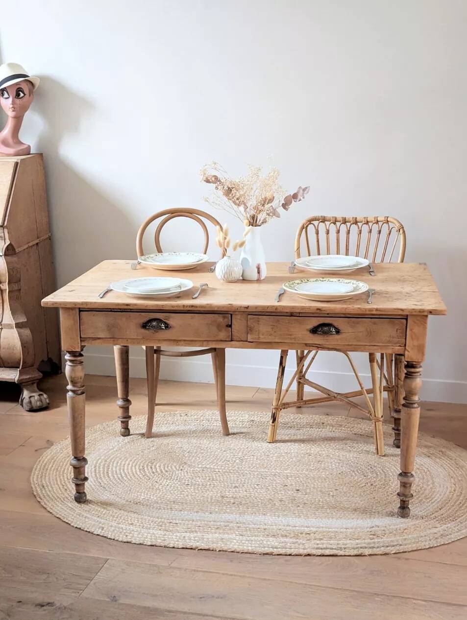 Renovated solid wood farmhouse table