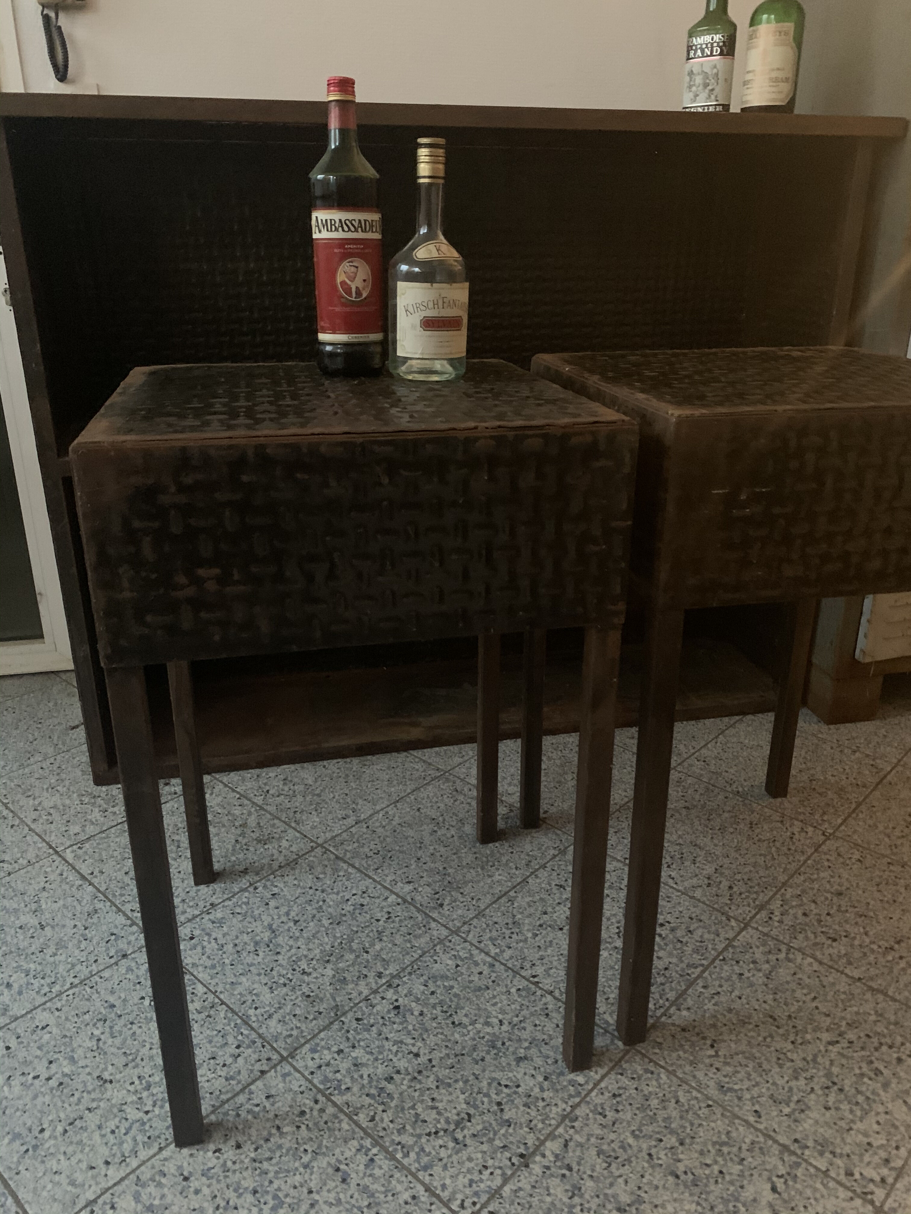 Pair of vintage industrial metal side tables