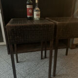 Pair of vintage industrial metal side tables