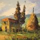 Tableau signé paysage de campagne du XXe siècle