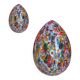 Floral multicolor murano style glass egg small table lamp, lot of 2 or a pair of chandeliers