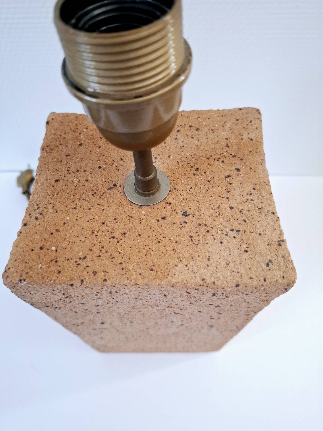 Large lamp in raw ceramic