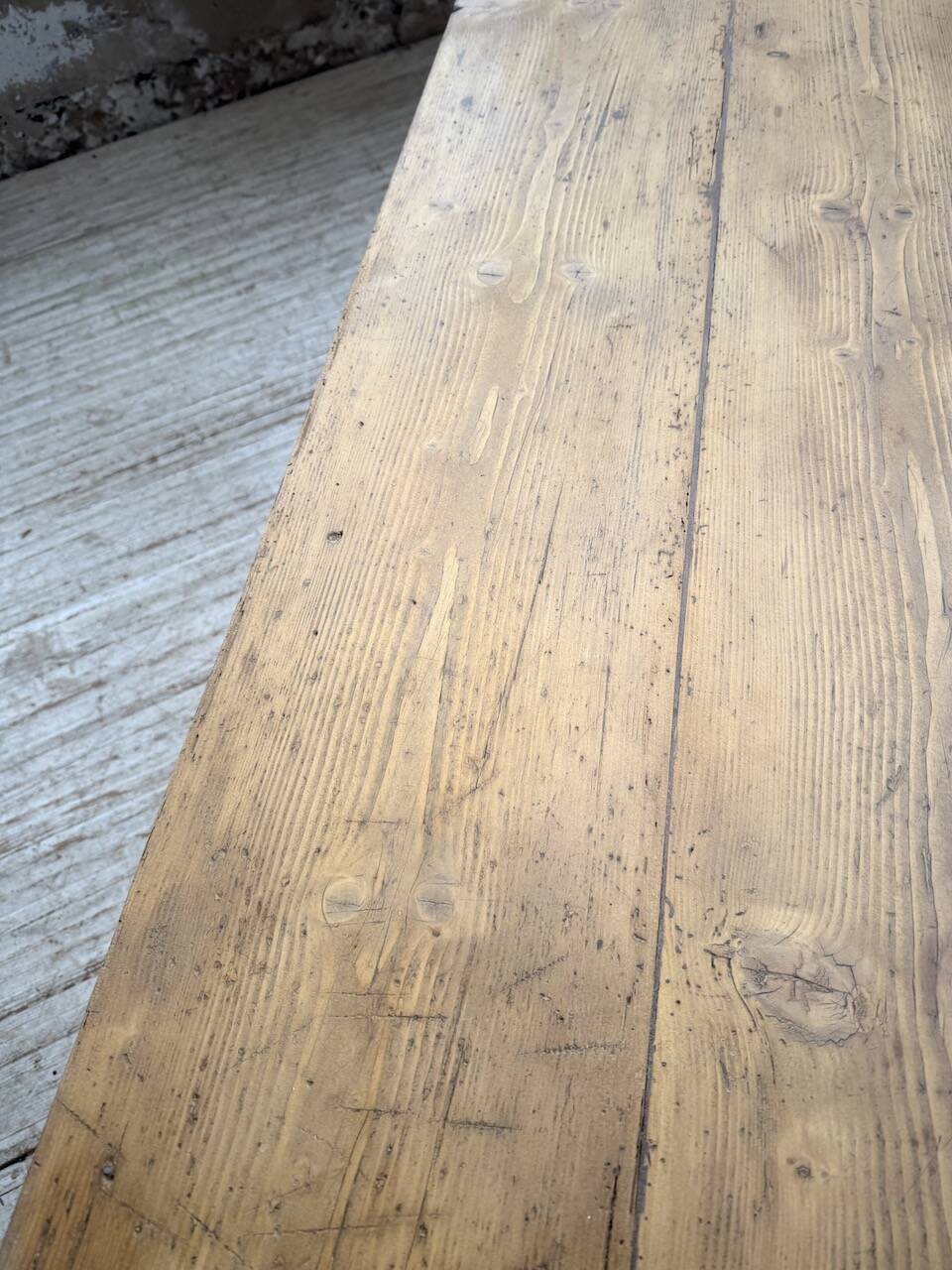 Pine and oak farmhouse table with multiple drawers, communal type, 240cm.
