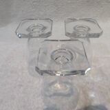3 white wine glasses 11cl Daum crystal with square art deco base h 9.3cm