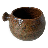 Old pyrite stoneware fondue pot