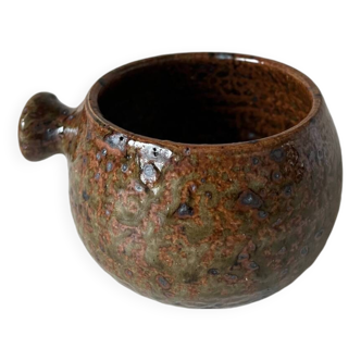 Old pyrite stoneware fondue pot
