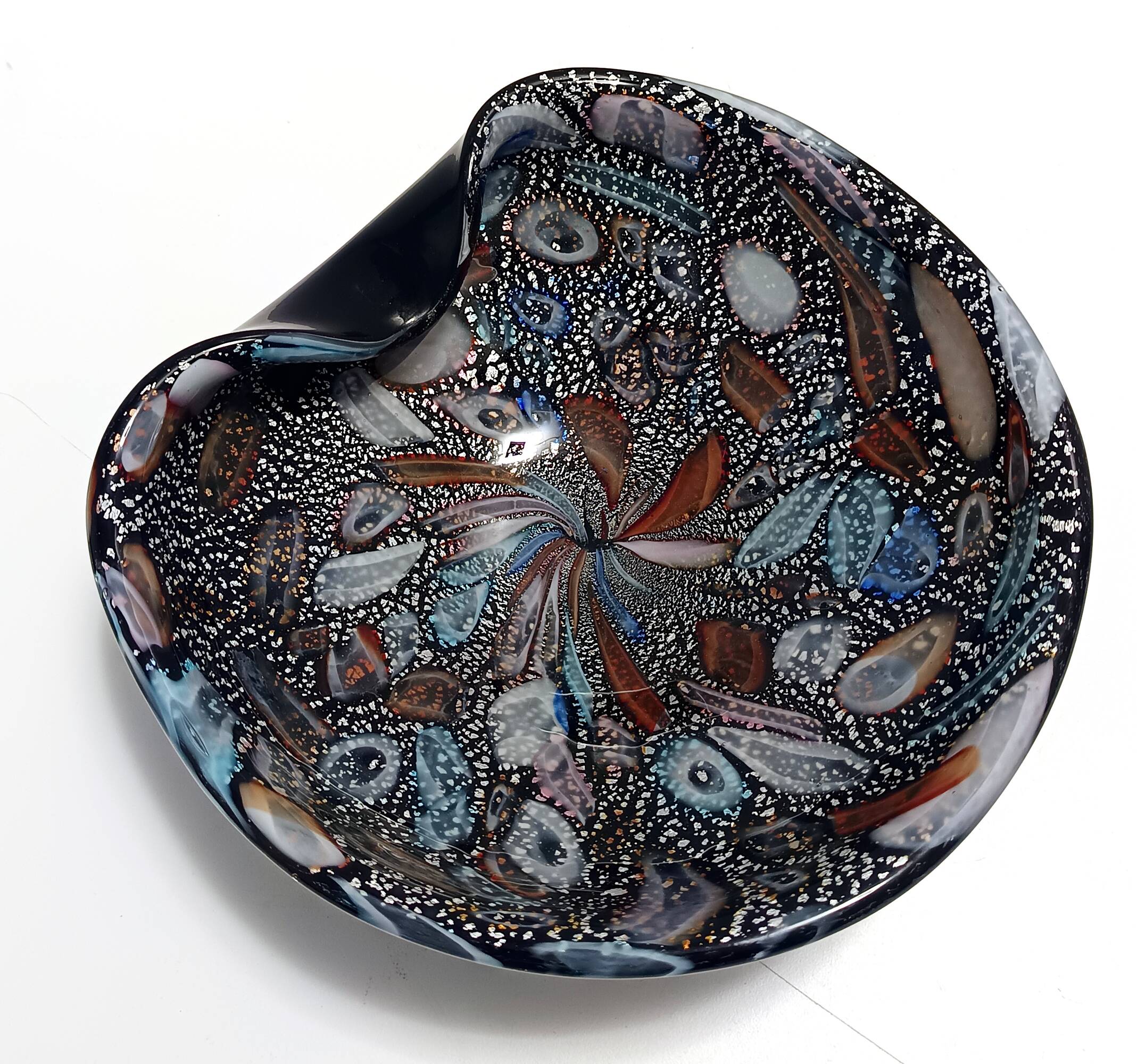 Black Murano Glass "Tutti Frutti" Ashtray / Vide-Poche attr. to Avem