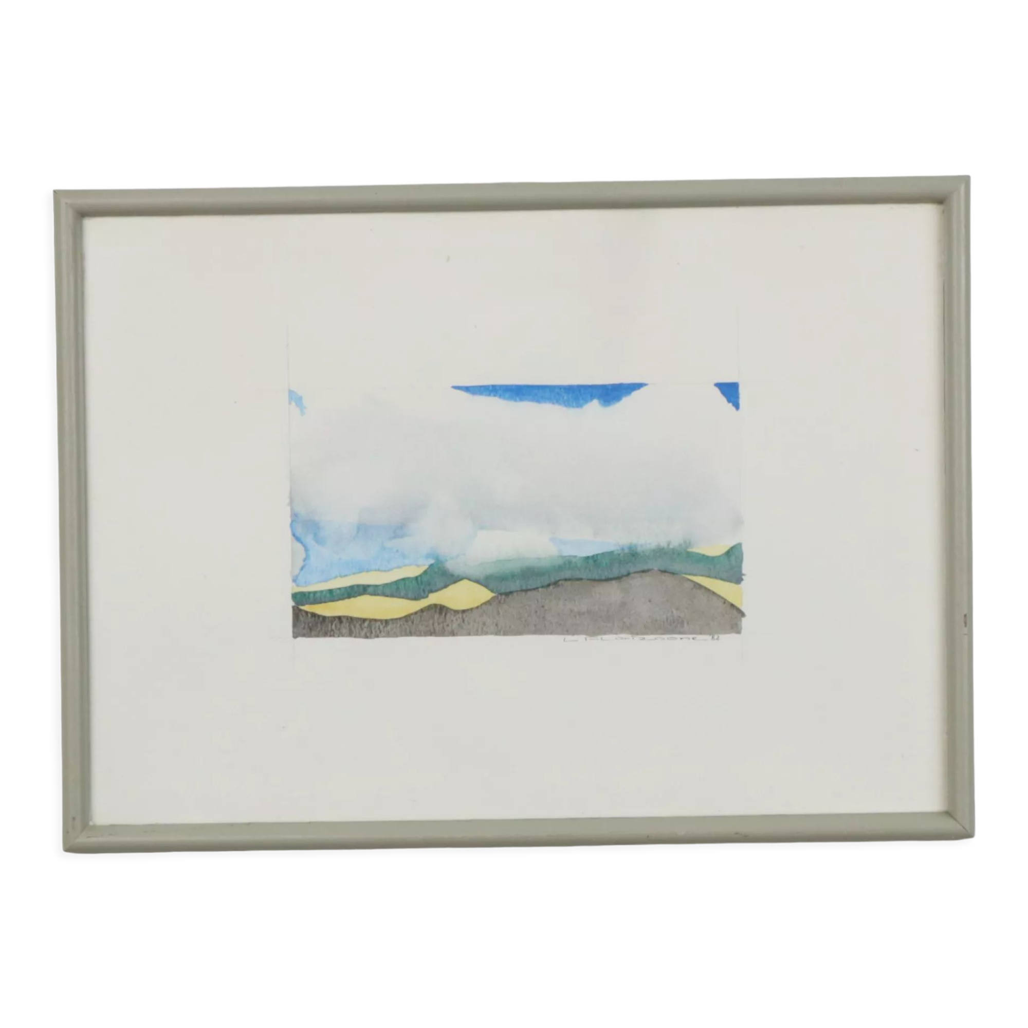 Watercolor The Calm Sea Lieven Florizoone Signed and Dated 1982