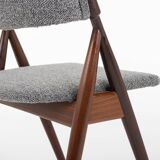 Set of 6 vintage dining chairs in grey bouclé