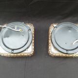 Pair of honey-colored ceiling lights