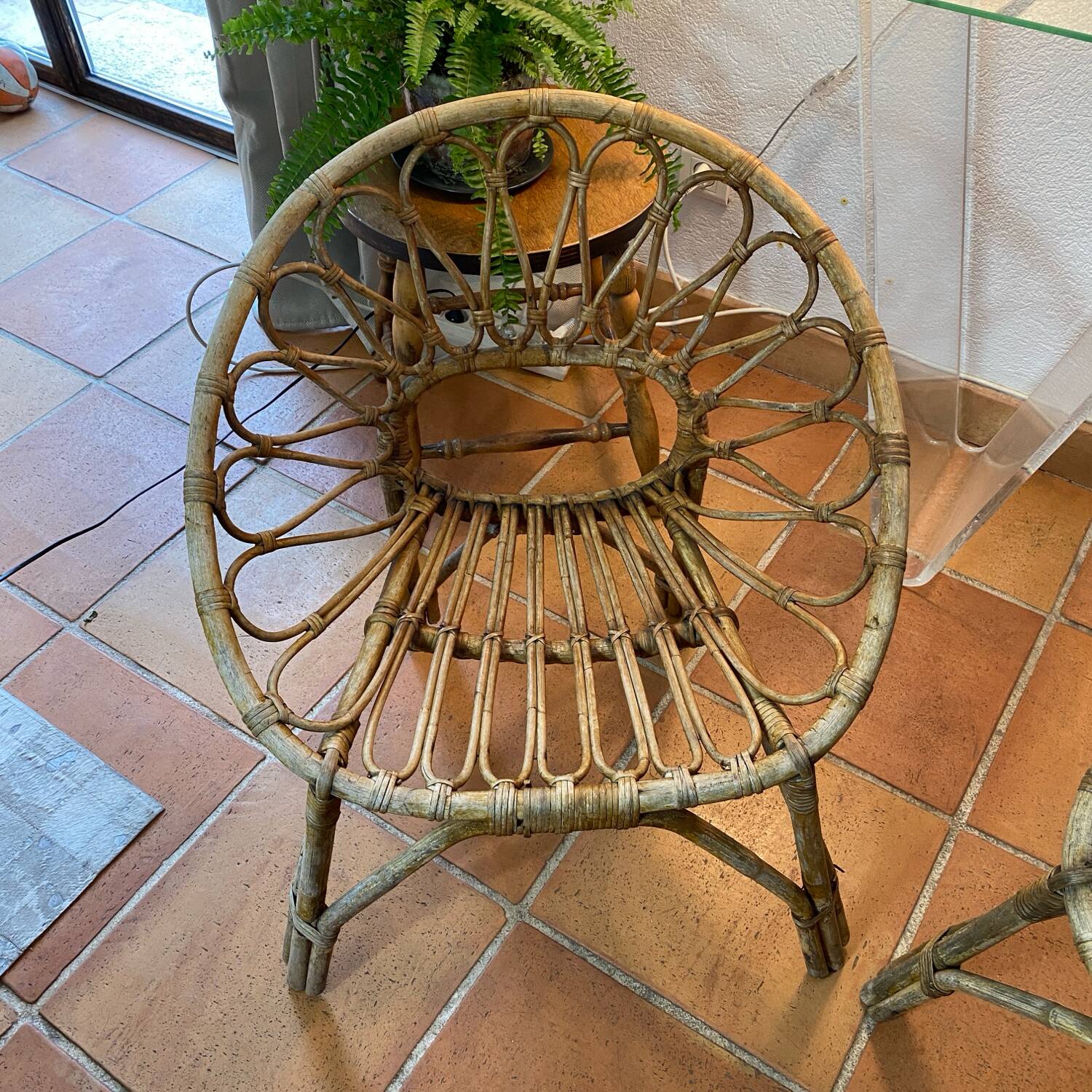 Two rattan shell chairs, 1960s
