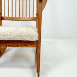 Mid-century rocking chair in pine and sheepskin by Yngve Ekström, Sweden.