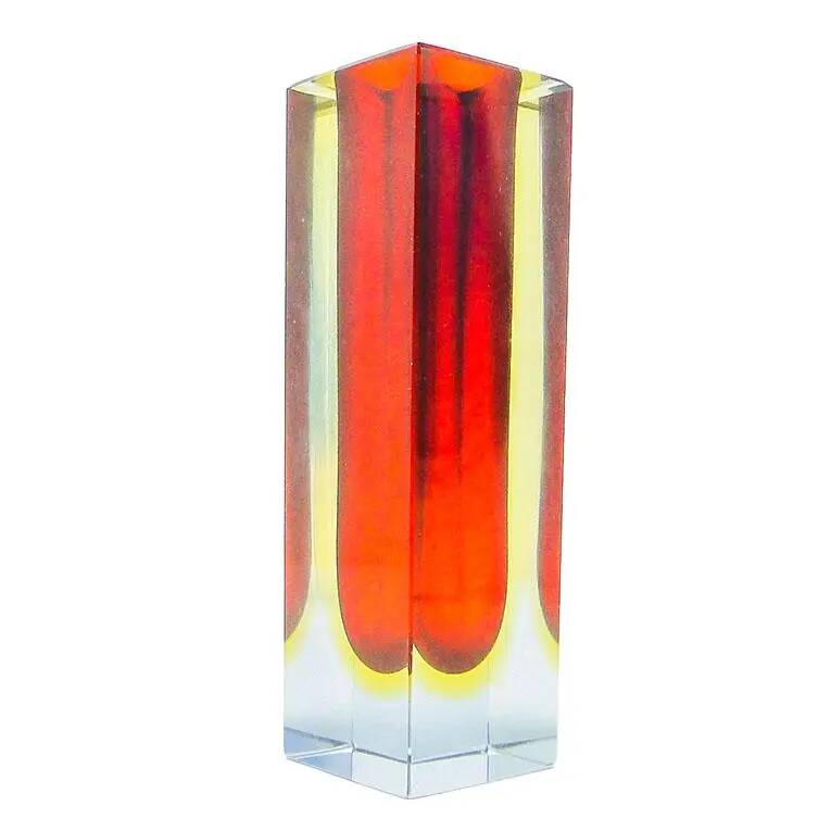 Vase Sommerso, design moderne du milieu du siècle, en verre, conçu par F. Poli, Italie, années 1950.