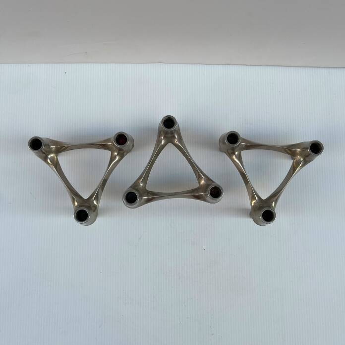 Vintage Stoffnagel candle holders in chrome steel