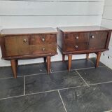 Pair of vintage 70s walnut bedside tables