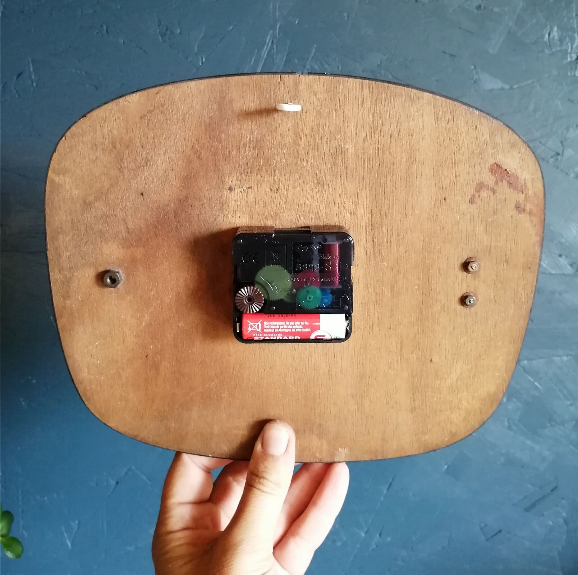 Vintage clock silent rectangular wall clock "Blue Green Pink"