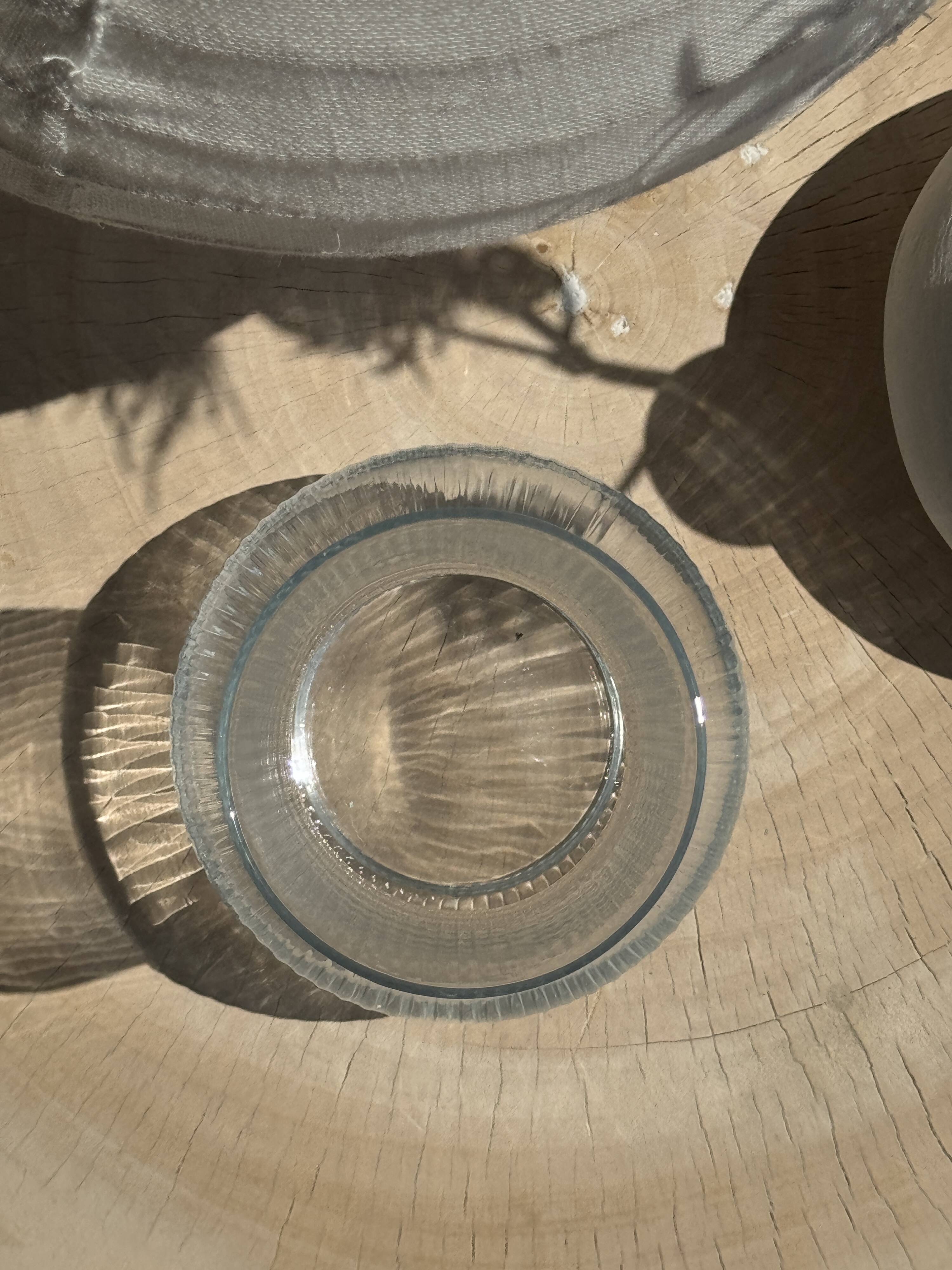 Ribbed glass ball vase