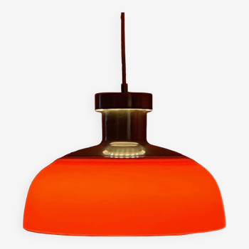 Space Age Kartell KD7 Large Hanging Lamp Orange Acrylic, 1960s