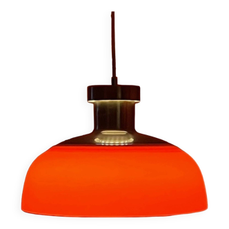Space Age Kartell KD7 Large Hanging Lamp Orange Acrylic, 1960s