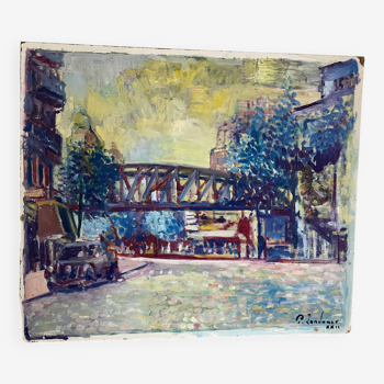 Parisian metro landscape signed Patrice Landauer