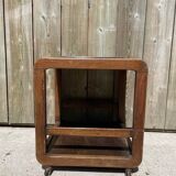 Art deco wooden serving table on casters