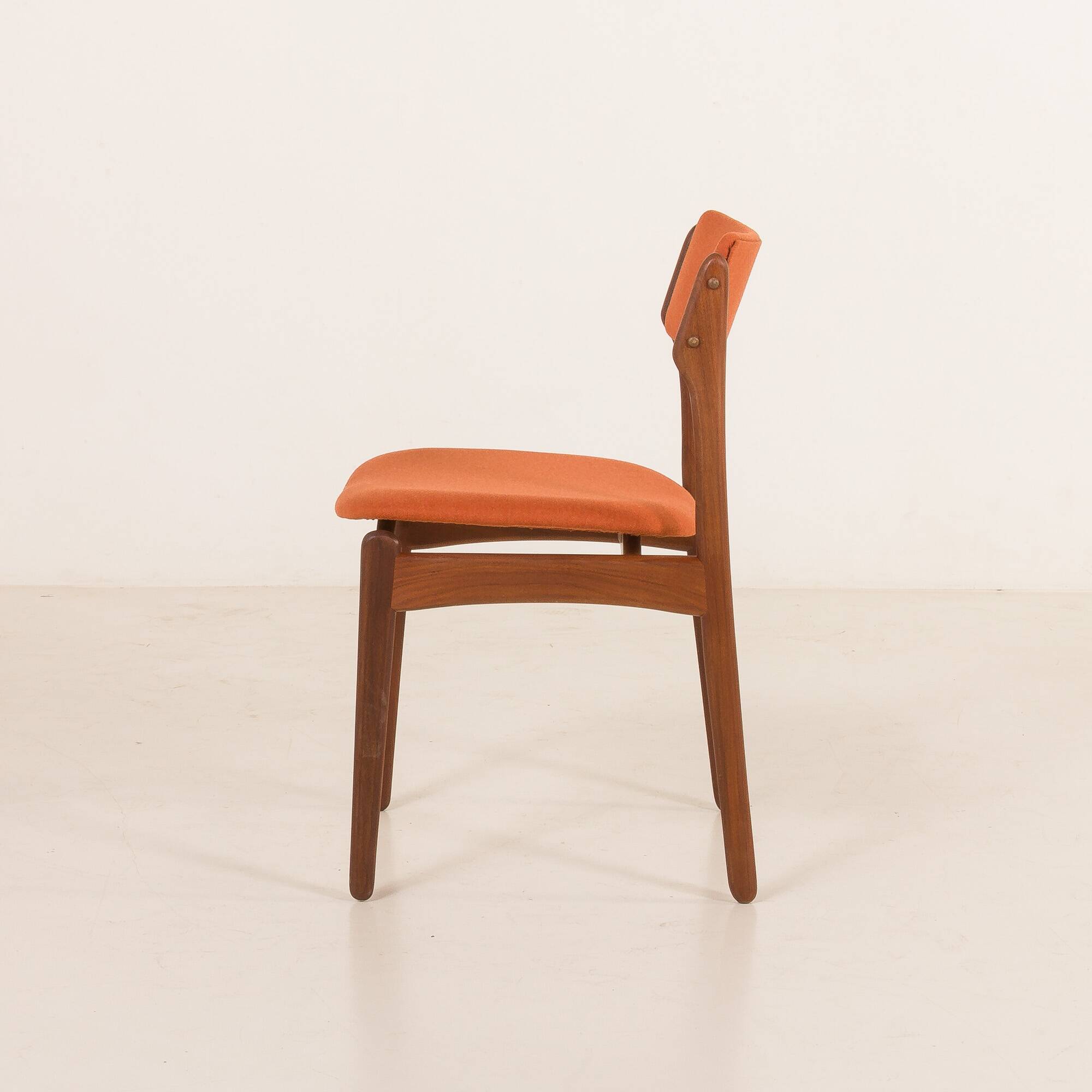 26104 Erik Buch teak and wool chairs, set of 4, Denmark, 1960s