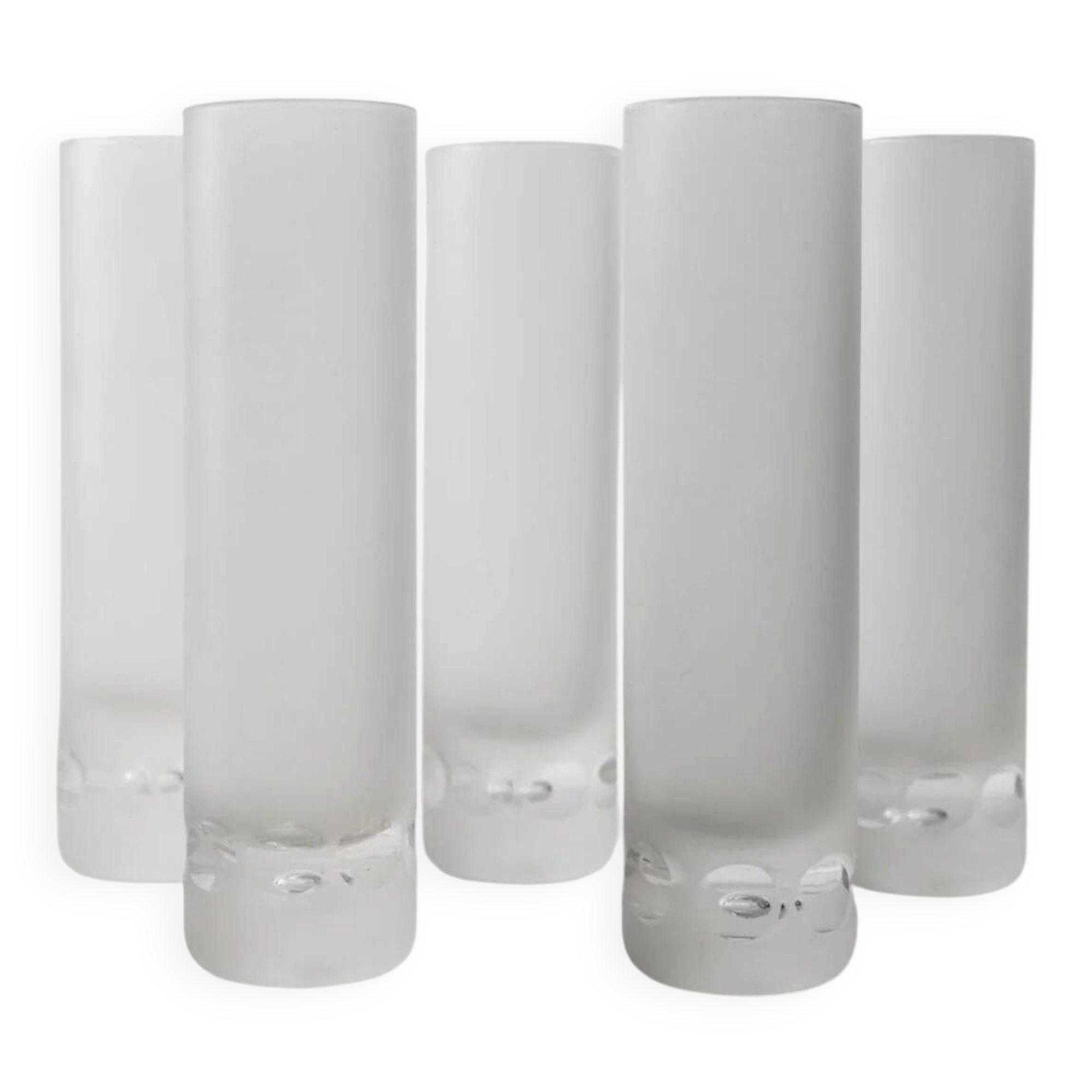 Vintage set of 5 Murano drinking glasses - ice effect with bubble details, heavy quality - Italian design from the 1970s - long drink glasses, gift idea.