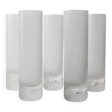 Ensemble vintage de 5 verres à boire Murano - effet glace avec détails bulles, qualité lourde - design Italie années 1970 - verres long drink, idée cadeau