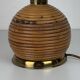 Lampe de table en rotin, bambou et laiton, Italie années 1970