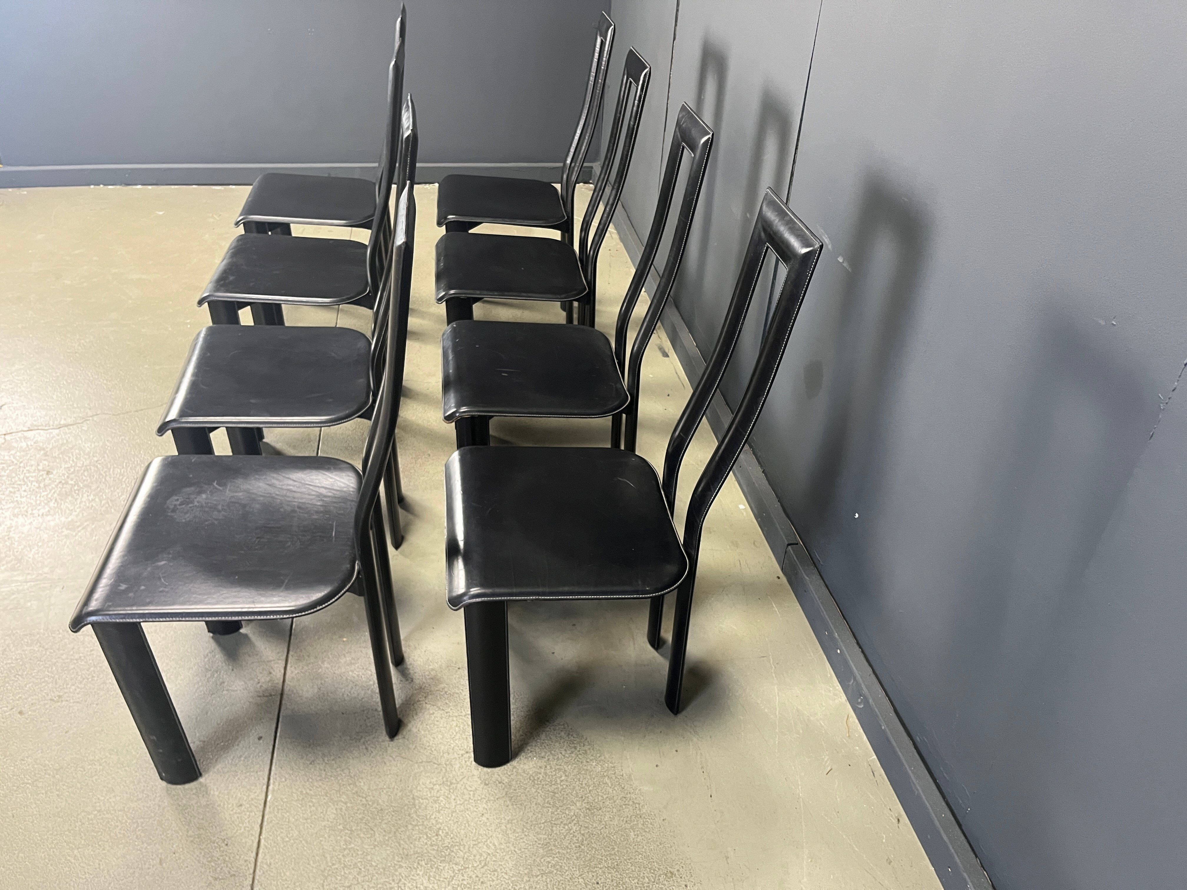 Italian Model Regia Dining Chairs by Antonello Mosca for Ycami, 1980s, Set of 8