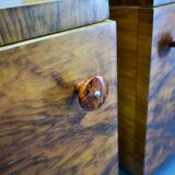 1930s Art Deco nightstands in walnut finish, Czechoslovakia